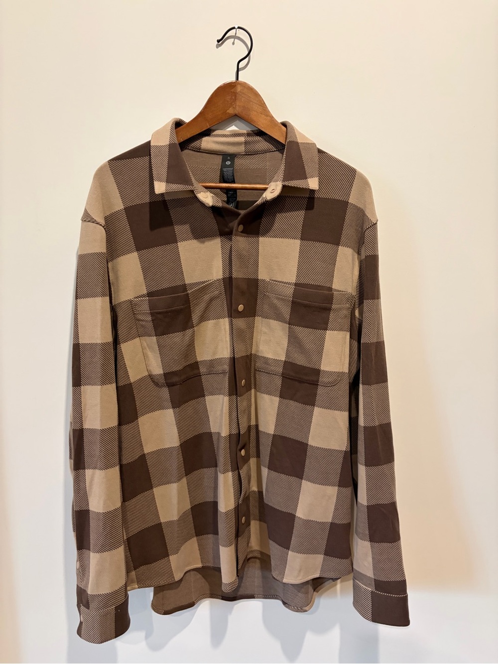 Lululemon Men's Brown Check Button-Up Shirt
